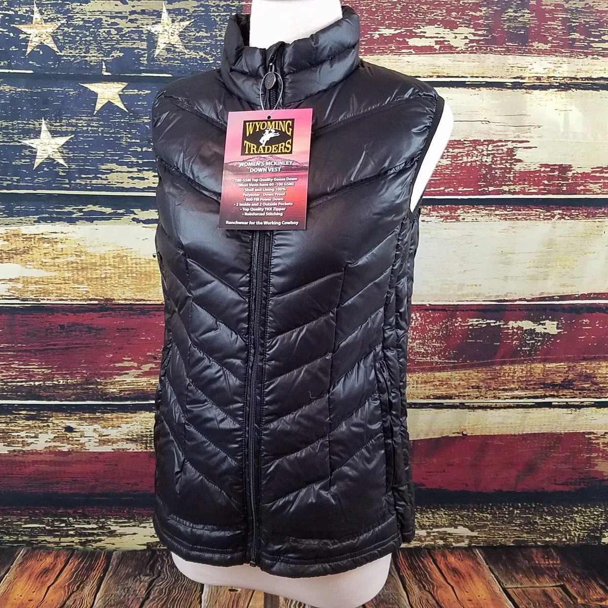 Wyoming Traders Womens McKinley Black Zip Up Goose Down Puffer