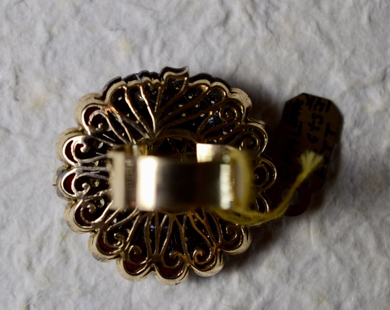 Opal Ruby Diamond Huge Shield Ring 14K Solid Gold… - image 10