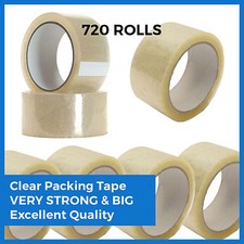 CLEAR PACKING TAPE - 48mm x 66m STRONG LARGE ROLLS OF PARCEL TAPE - Sellotape