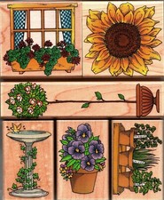 Hero Arts  POTS, PLANTS  PANSIES  Wood Mounted Rubber Stamp Flowers Garden