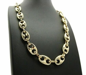Authentic Icy Gold plated Cubic Zirconia Tiger Pendant & Bling Marina Chain Necklace