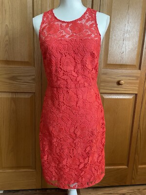 J Crew Collection Black Label Lace Sheath Poppy Dress Orange Floral Lace  Size 4 | eBay