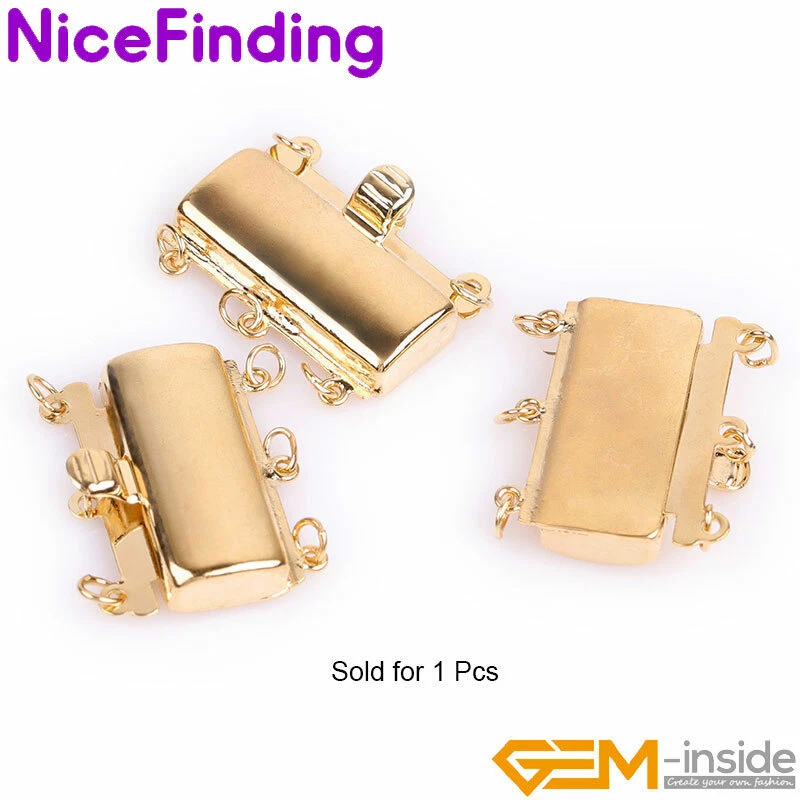 14K Gold Filled Box Snap Pearl Necklace Bracelet Jewelry Clasps Layering Closure - Image 3 of 4