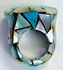 HSN Colleen Lopez  Sterling Silver Mother Of Pearl & Turquoise Inlay Ring Size 6 — photo 5