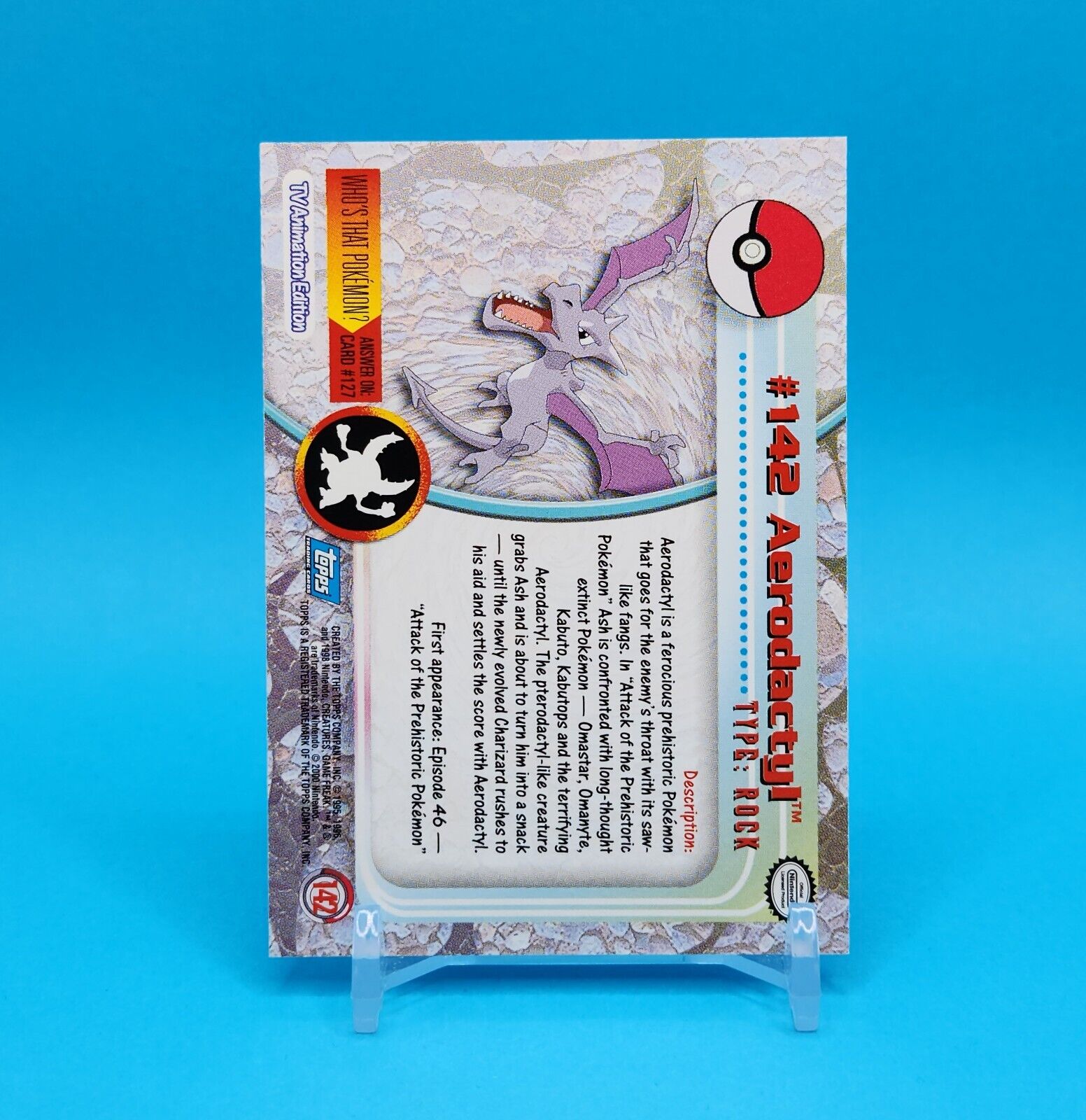 Pokemon Topps TV Series 3 Foil Aerodactyl 142/151 PSA 8