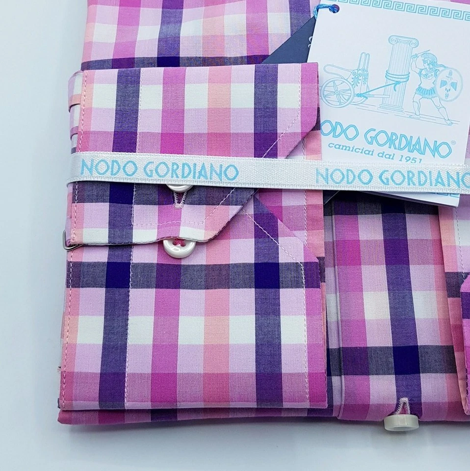 Camicia Quadri Rosa Button down Cotone makò doppio ritorto (Tessitura Monti) - Immagine 2 di 4