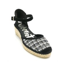 Vidorreta 09200 decollete rafia pelle nero multicolor zeppa T 5cm