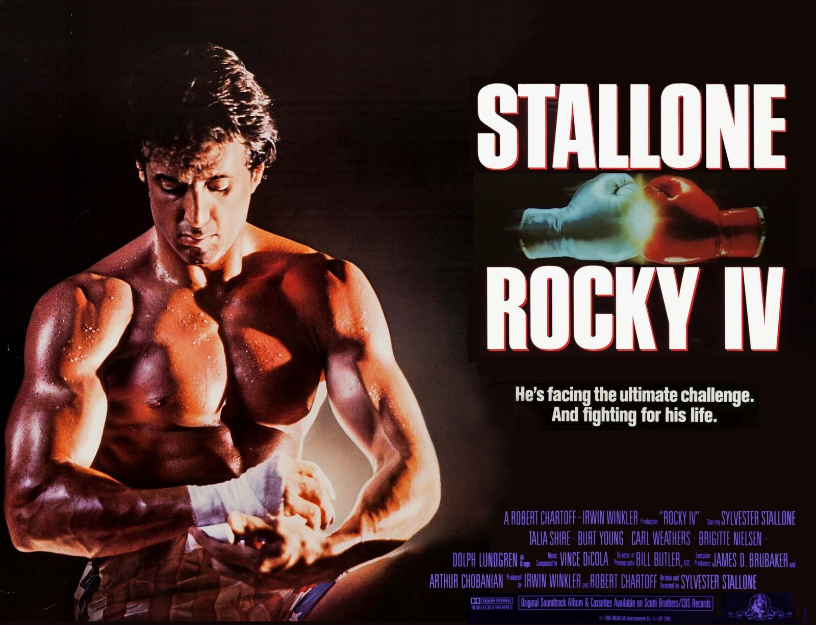 ROCKY 4 IV 1985 UK Adv quad poster print 30x40