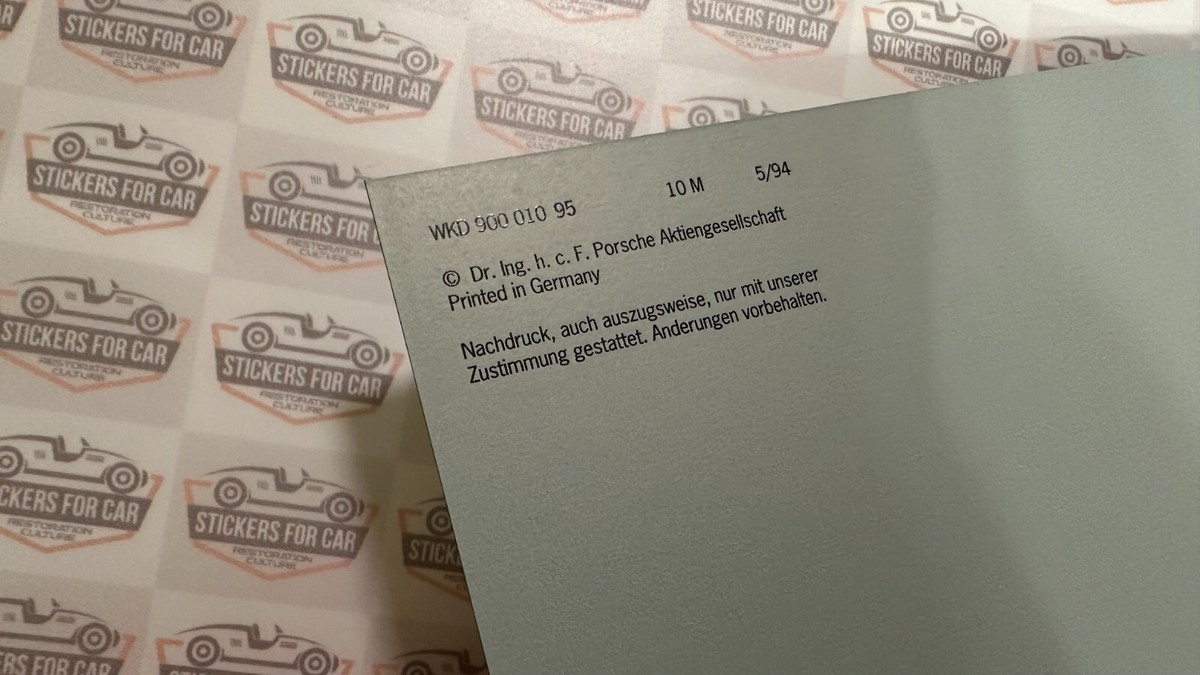 Replica! Service Booklet 94/95 Warranty and maintenance Porsche