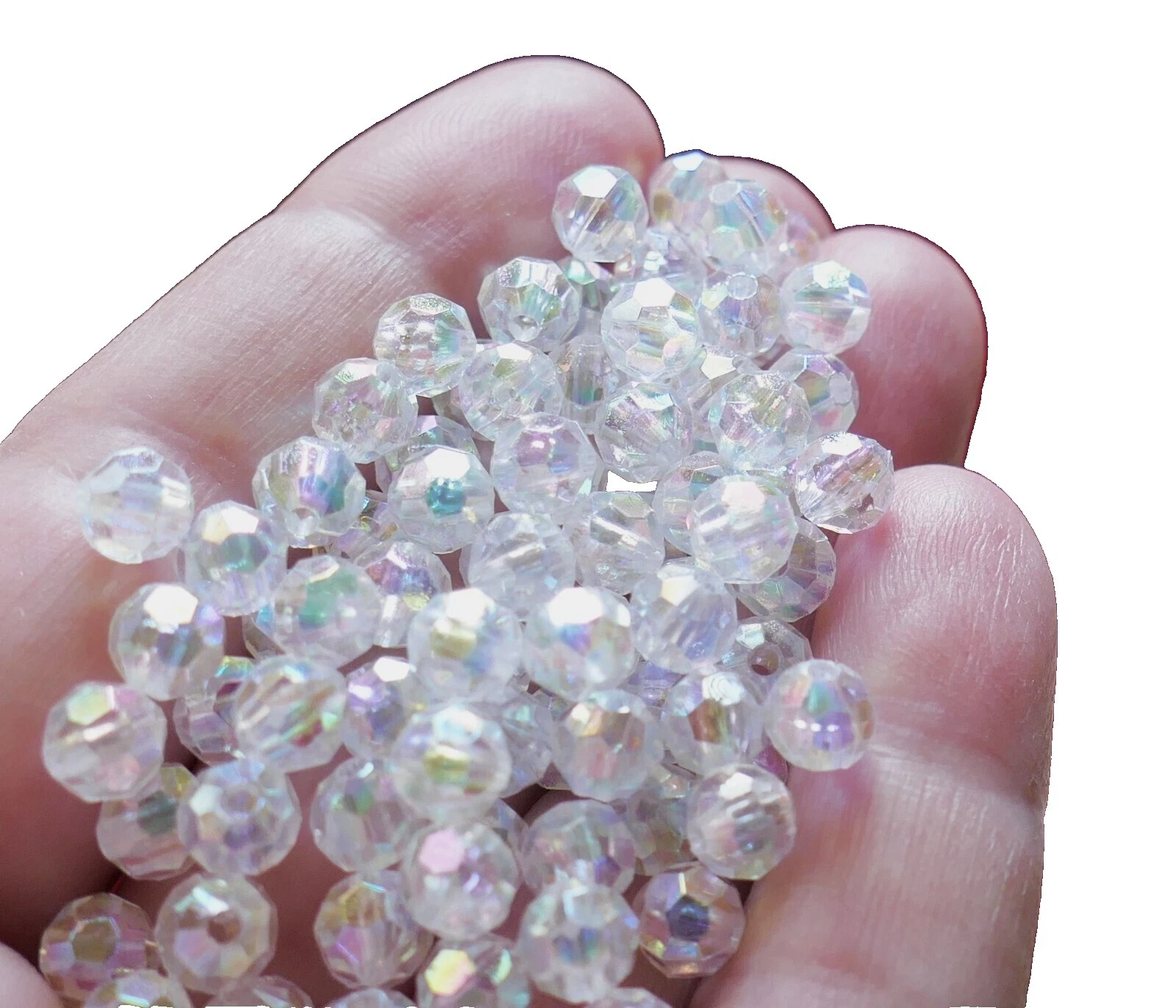 Plástico Redondo facetado Espaciador Perlas y Stoppers