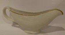 Vintage Homer Laughlin Gravy Boat Cream Gold Trim Best China USA Ironstone