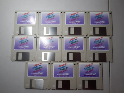 Corel Draw 3.5'' Floppy Disk Set of 11 IBM Vintage VTG Free Shipping