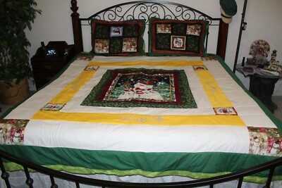 Wow Snowman Quilt Homemade Quilt Queen size with two pillow shams