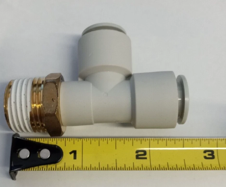 SMC KQ2Y12-04S 12mmX1/2"NPTx12mm push-to-connect male run tee **5-pack** - Image 2 of 3