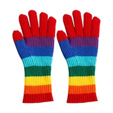Warm Gloves Touchscreen Cold Weather Rainbow Mittens Women Winter Knit