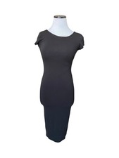 Vintage Y2K Wet Seal Black Bodycon Midi Dress Size S 90s Layering Going Out Club