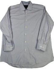 Tattersall of London Button Down Men s Size 17 1/2 32/33 Blue Striped