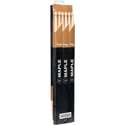 Stagg 12Pair Maple Drum Sticks Wood Tip 5A