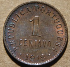 Portugal 1 Centavo 1918 KM#564 - Bronze - First Republic - Historic Coin