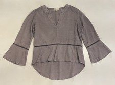 Cloth & Stone Womens XS Gray Long Sleeve Bell Sleeve Peplum Top Blouse
