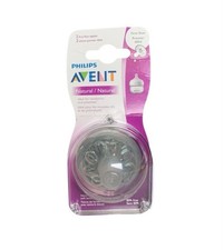Philips Avent Pack of 2 Natural Nipple, First Flow, 0M, Newborns, SCF657