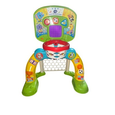 VTech Count & Win Sports Center Toddler Basketball Soccer Goal Toy Green Yellow