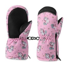 Toddlers Winter Mittens, Non-Slip Waterproof Snow S Size Fits 4-5 years Pink