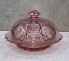 Vintage 1970’s Jeanette Pink Depression Glass Cherry Blossom Covered Butter Dish