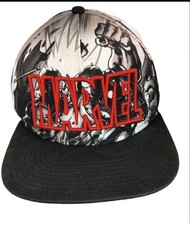 Marvel Avengers Embroidered Logo Snapback Hat Cap Black White Hat READ