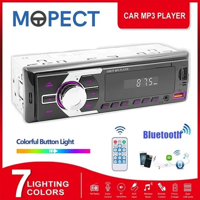 Autoradio mit BT Freisprech Bluetooth 1DIN MP3 Player RDS/USB/Aux/FM/TF 7 Farben - Bild 1 von 4
