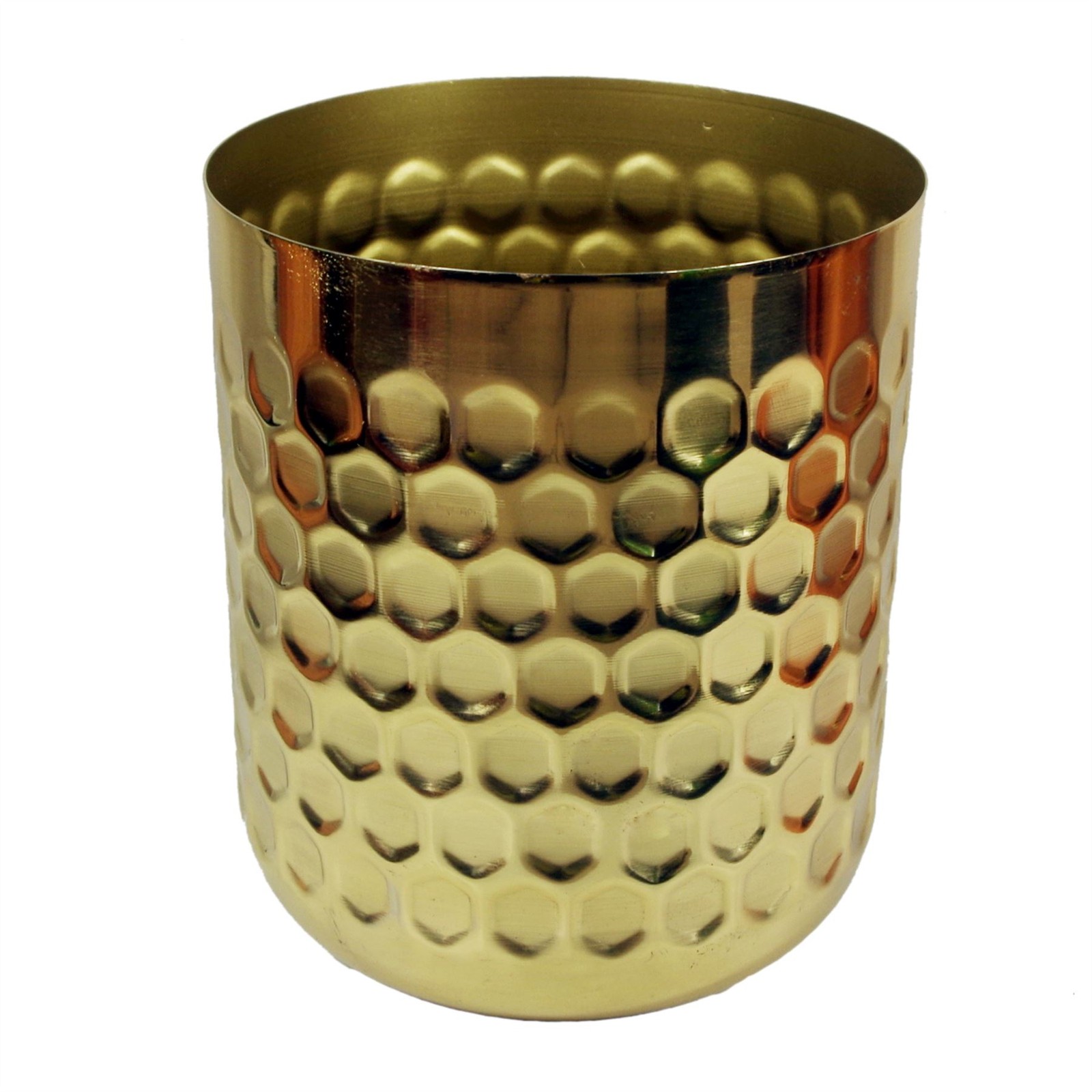 Leaf Honeycomb Metal Planter - Gold - 18cm Height - Image 2