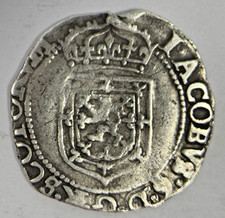 1602 James VI Quarter Thistle Merk Silver Hammered Scottish Coin Scotland