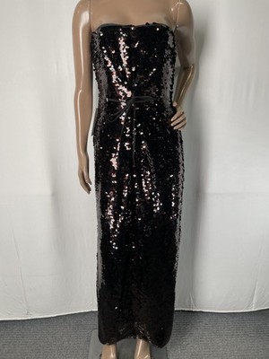 Staud Womens Cocktail Dress Brown/Black Size 10 Cece Sequined Strapless  Sheath | eBay