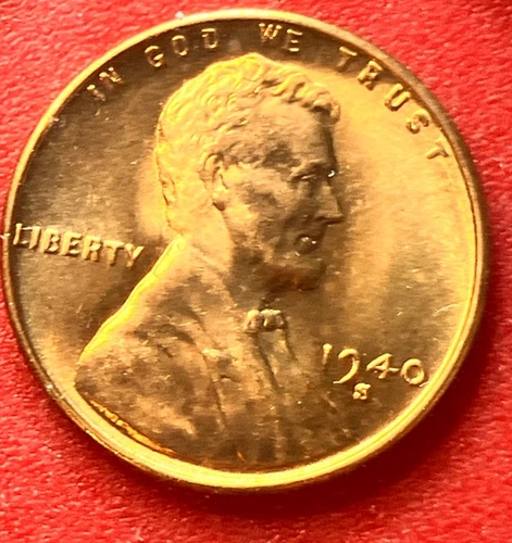 1940-S Lincoln Wheat Cent Penny GEM RED BU From an Original Bank Roll
