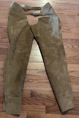 VTG Riding Tan Suede Leather Full Chaps Schooling English S Equestrian USA