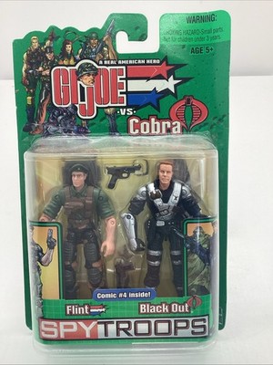 2003 Hasbro GI joe VS Cobra Spytroops Flint/Blackout Action Figures NIB Hasbro