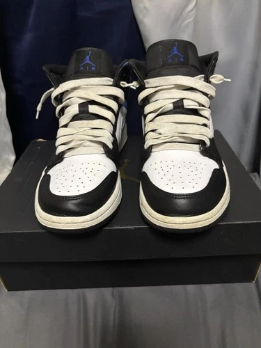 Nike Air Jordan 1 Mid Racer Blue Men's Sneakers Size 9.5 Retro Black/White 2021