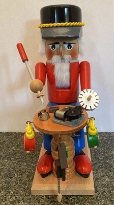 VTG Steinbach Clock Maker Sitting Nutcracker Germany Musical God Bless America