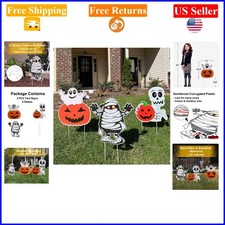 3PCS Halloween Yard Signs Set, Outdoor Plastic Stakes for Pumpkin, Ghost  Mo...