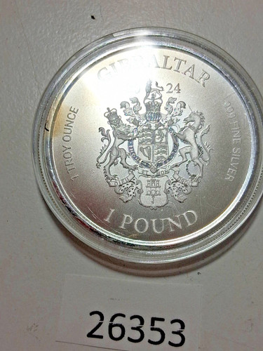 2024 Gibraltar Lady Justice PROOF LIKE 1 oz .999 Fine Silver £1 Coin 26353 bb9
