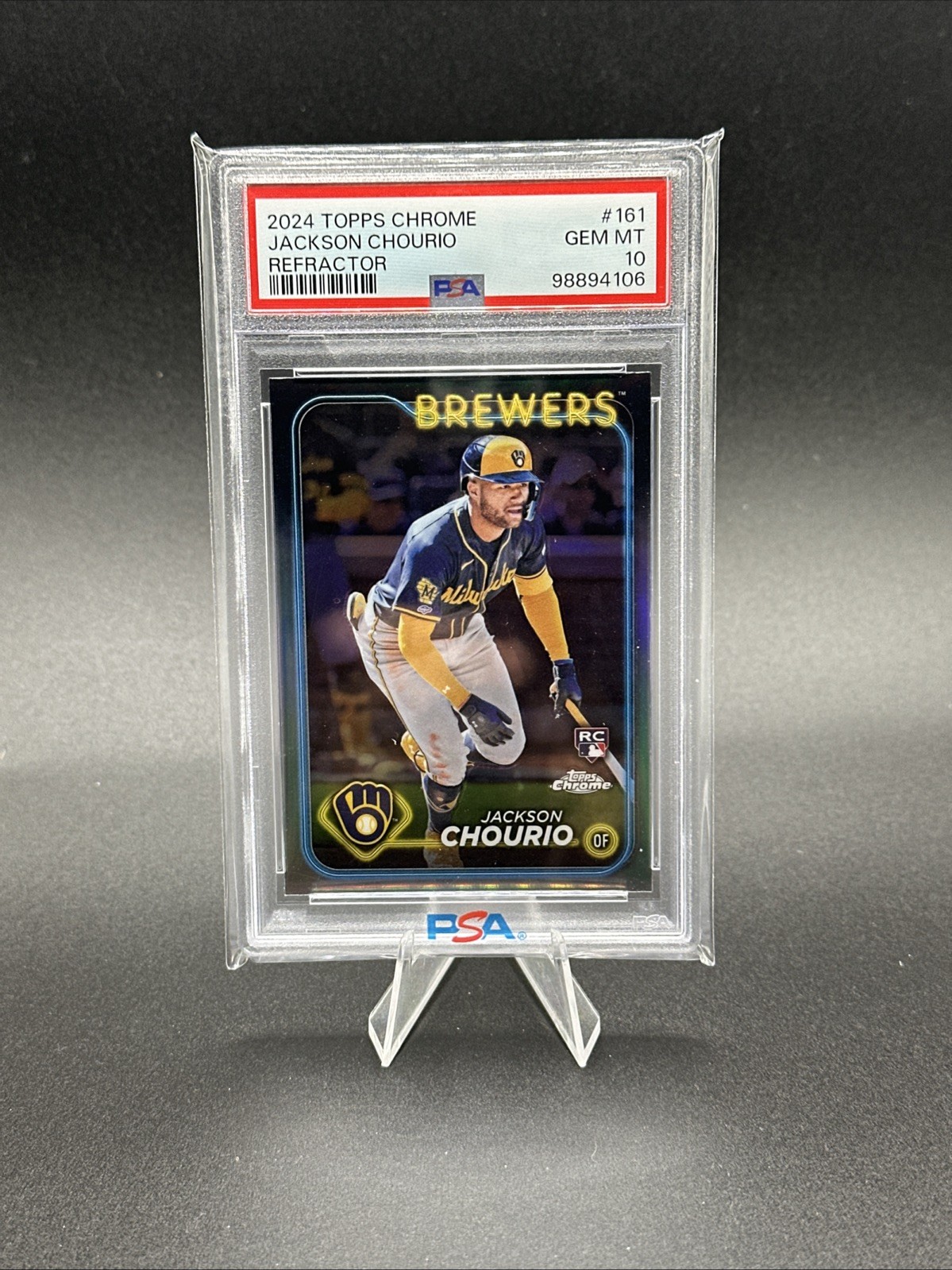 2024 Topps Chrome - Jackson Chourio #161 Refractor Rookie (RC) GEM MINT PSA 10