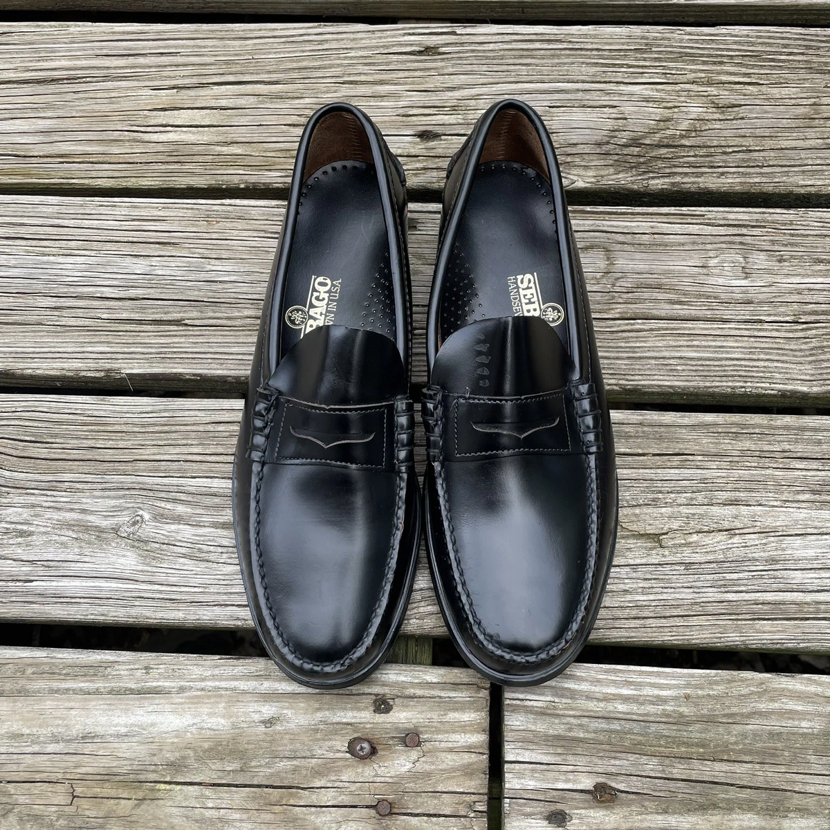 Vintage Sebago Classic Penny Loafers Black Leather Made in USA Men\'s 12 B Narrow Vintage Sebago Mens Classic Loafer Black Leather Penny  main image 3