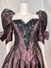 1980s Vintage Prom Dress, XS, Sequins, Puff Sleeve Glam Costume