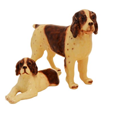 Mortens Studio Brittany Spaniel and Puppy Figurine Pair Vintage Chicago