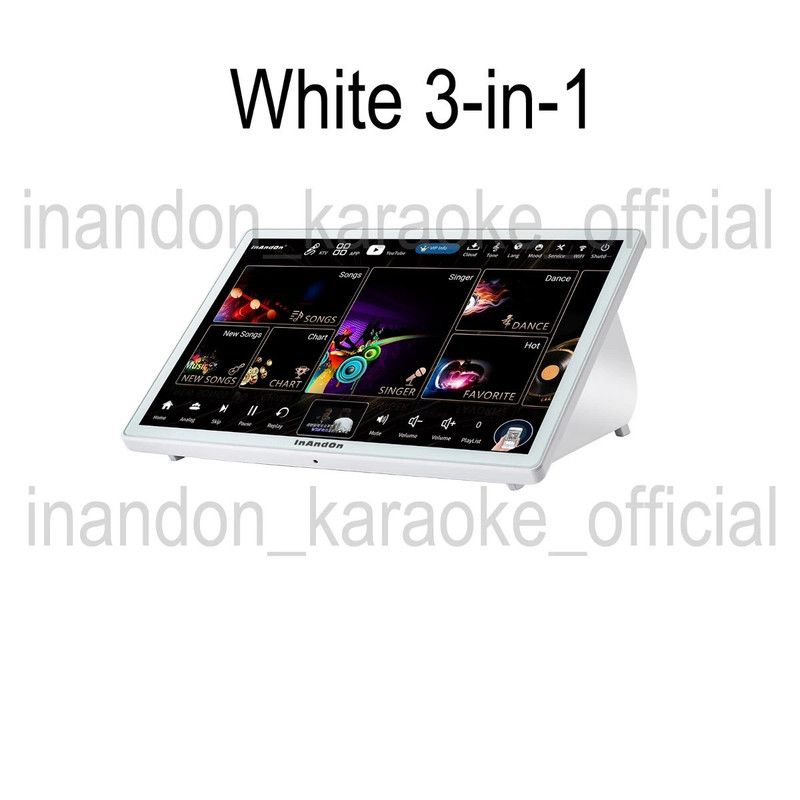 Inandon 15.6" 4-in-1 Touch Screen Karaoke Player HDMI USB Wi-Fi White