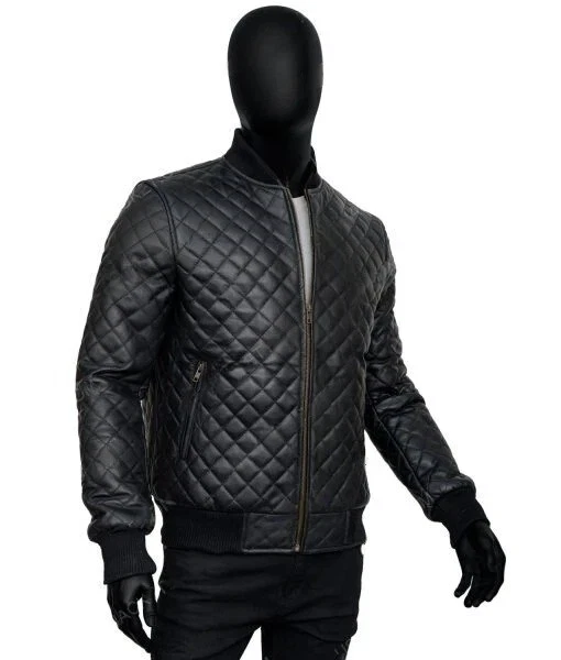 Men’s Quilted Leather Biker Bomber Jacket RAF Aviator B3 Motorcycle Style Jacket