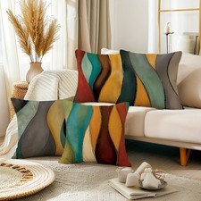 4pcs Abstract Wave Pattern Pillow Covers Modern Boho Cushion Case Decorative