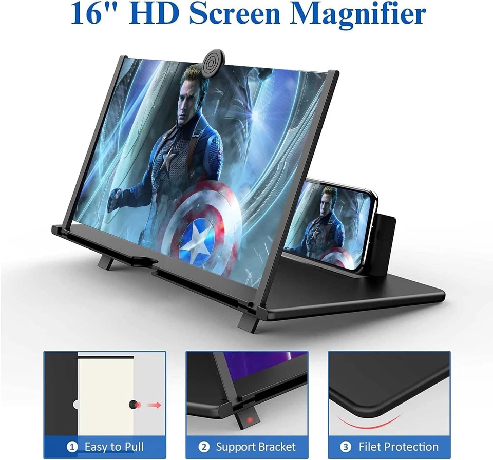 16" Screen Magnifier for Cell Phone – 3D HD Magnifing Black-16&apos;&apos;  - Image 3 of 4