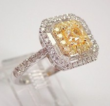 2Ct Cushion Lab-Created Yellow Citrine Halo Engagement Ring 14K White Gold Over