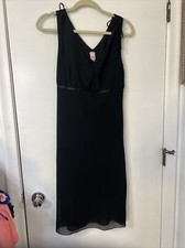 Vintage Womens DORI FASHION USA Black Sleeveless V-neck Shift Dress Size 2XL